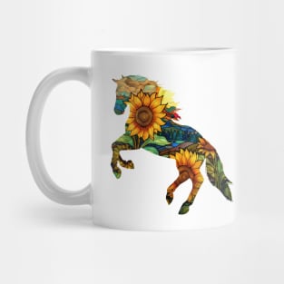 Sunflower Stained Glass Horse Mug